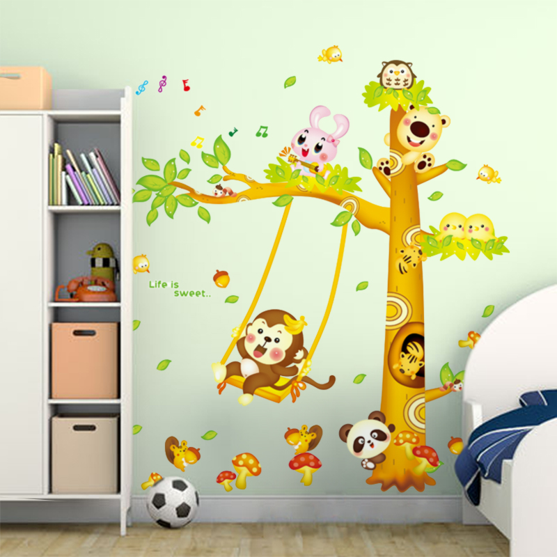 Buy Naughty Monkey Kindergarten Classroom Wall Stickers Childrens Room Decorative Palm Klimts Cartoon Backdrop Stickers In Cheap Price On Alibaba Com