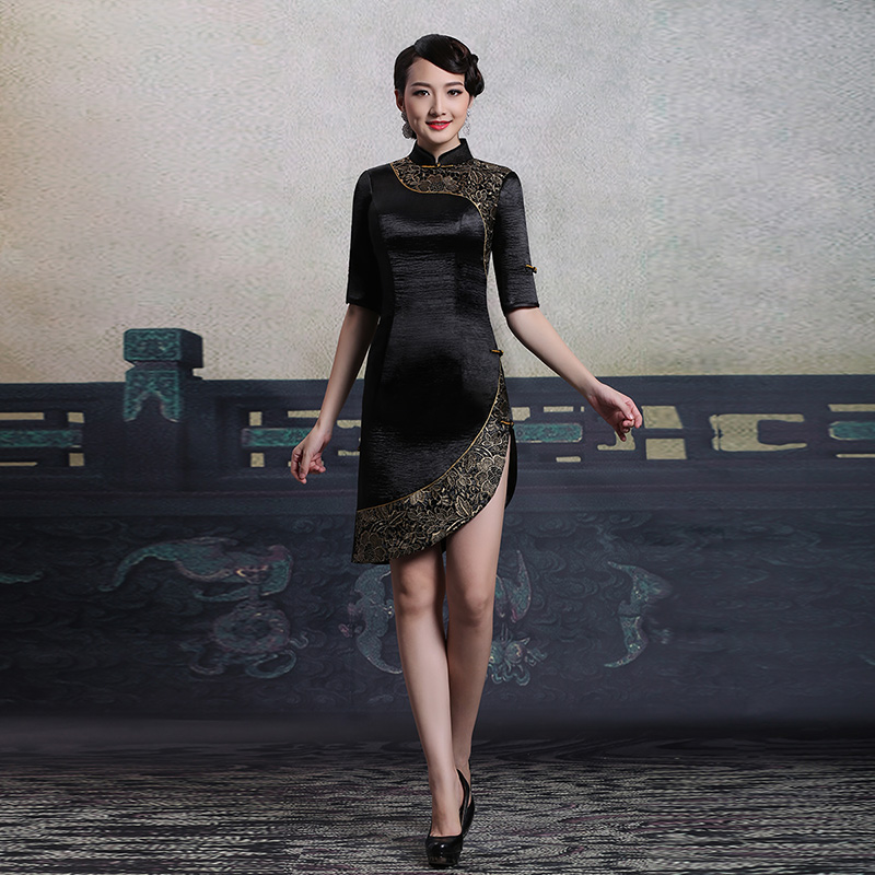 black and gold chinese dress