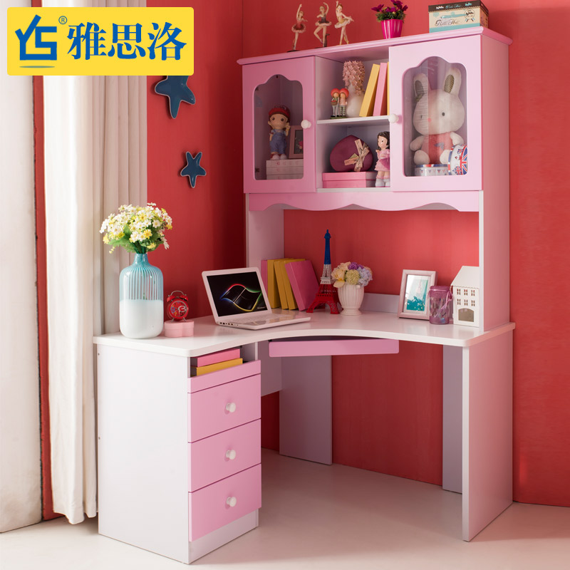 Childrens Furniture Corner Desk, Pink Corner Desk