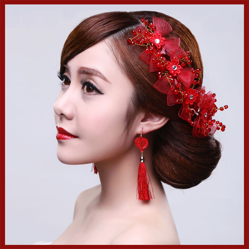 red flower headdress