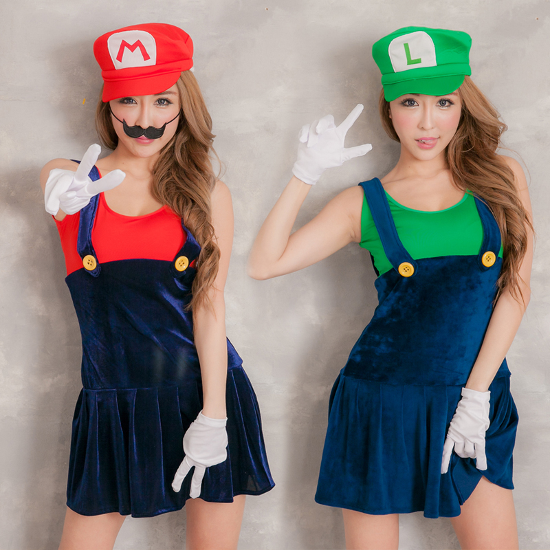 Mario super mario costume masquerade costumes for children clothes suit adu...