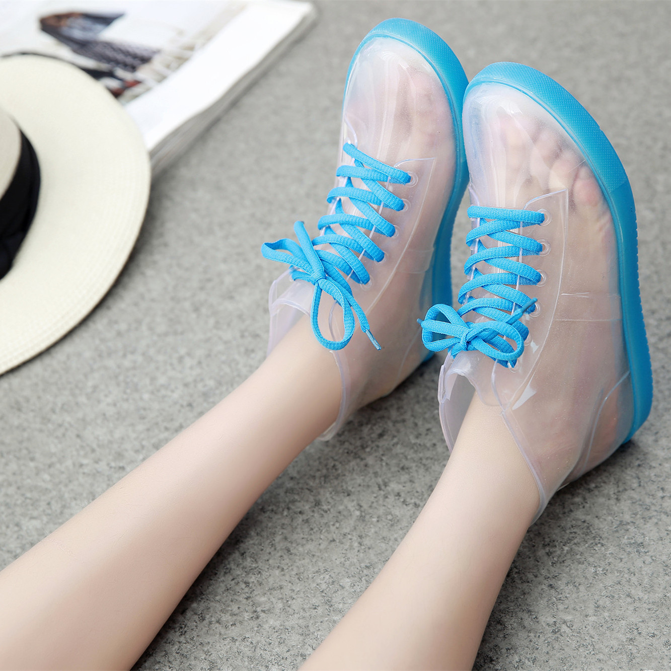 clear rubber shoes