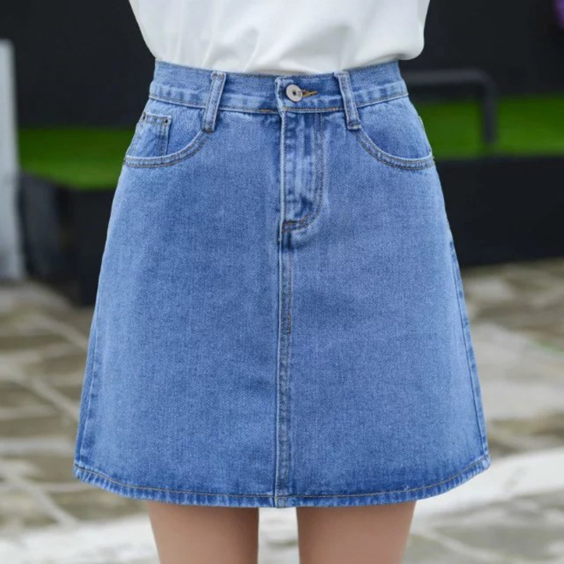 high waist maong skirt