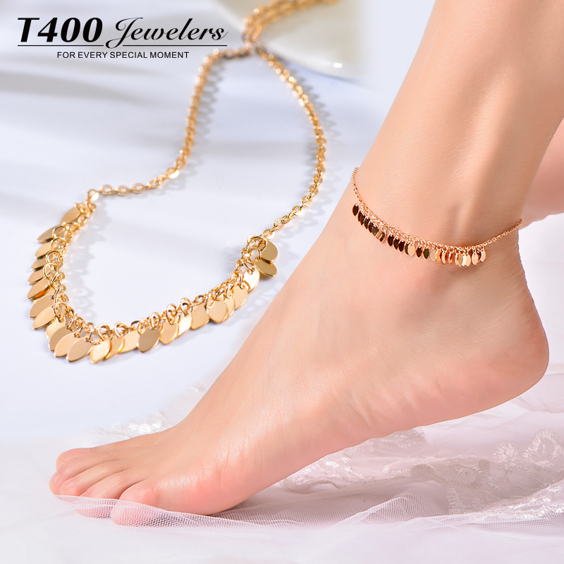 new model anklets in gold