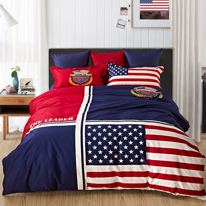 American college wind cotton twill bedding a family of four american stars ...