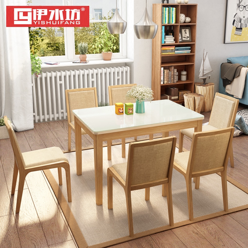Buy Modern Minimalist Dining Table Dinette Combination Of Solid Wood Rectangular Glass Dining Table Small Apartment Square Dining Table 6 People 4 People In Cheap Price On Alibaba Com