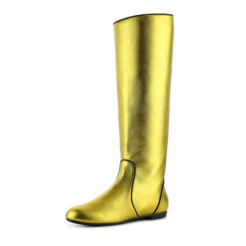 metallic flat boots