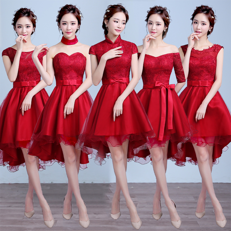 red bridesmaid dresses short