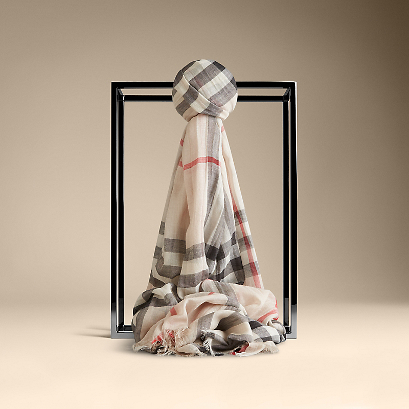 Burberry/burberry plaid wool silk scarf 