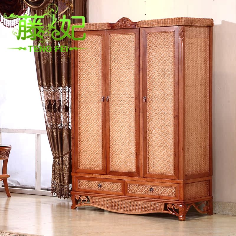 Buy Fei Vine Rattan Storage Cabinets Wardrobe Bedroom 4 Assembled