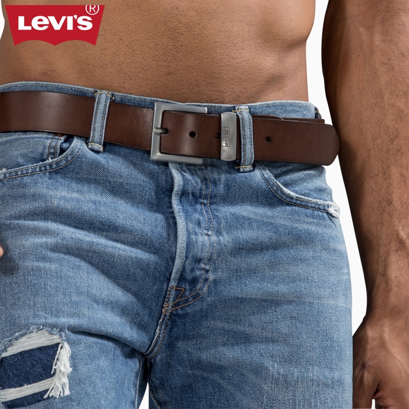 levi's brown leather belt mens