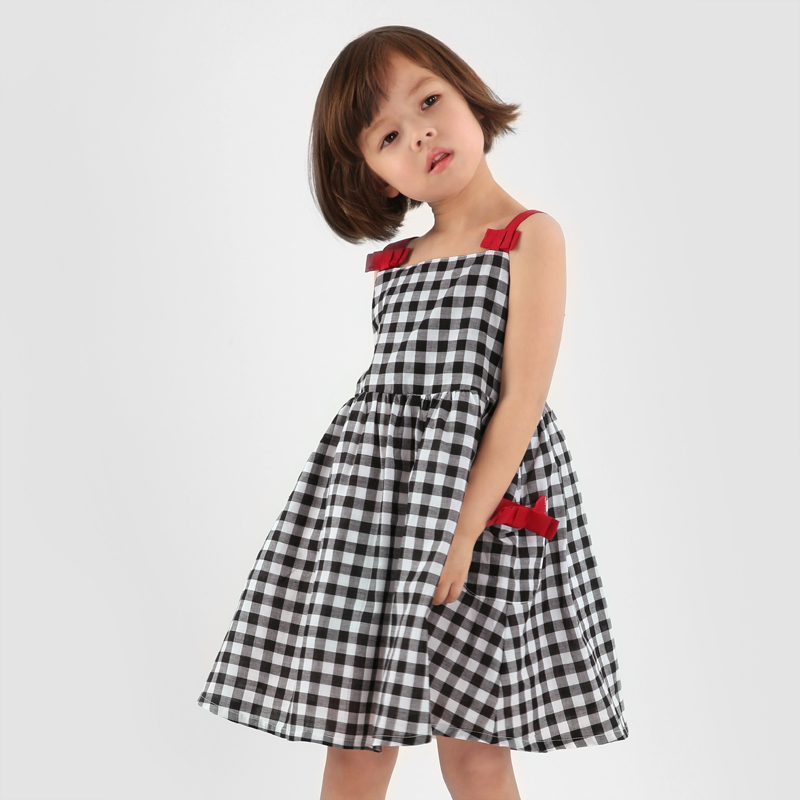 girls black and white checkered dress